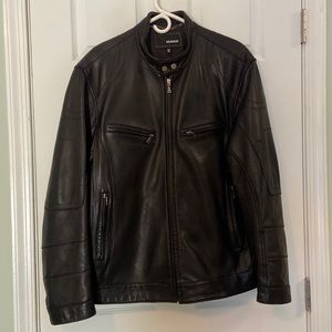 Murano Men's Black Leather Jacket - Size XL